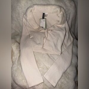 Size Small Ivory Cardigan with Furr. In perfect condition!